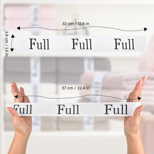 Full-size elastic sheet organizer strap band with repeating Full label text
