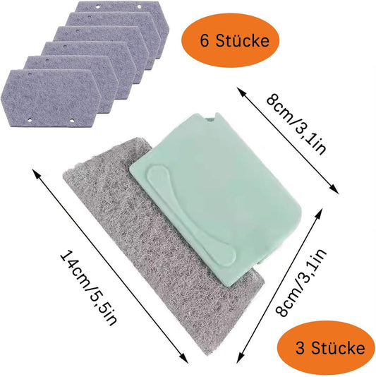 Set of gray rectangular replacement pads with a mint backing pad