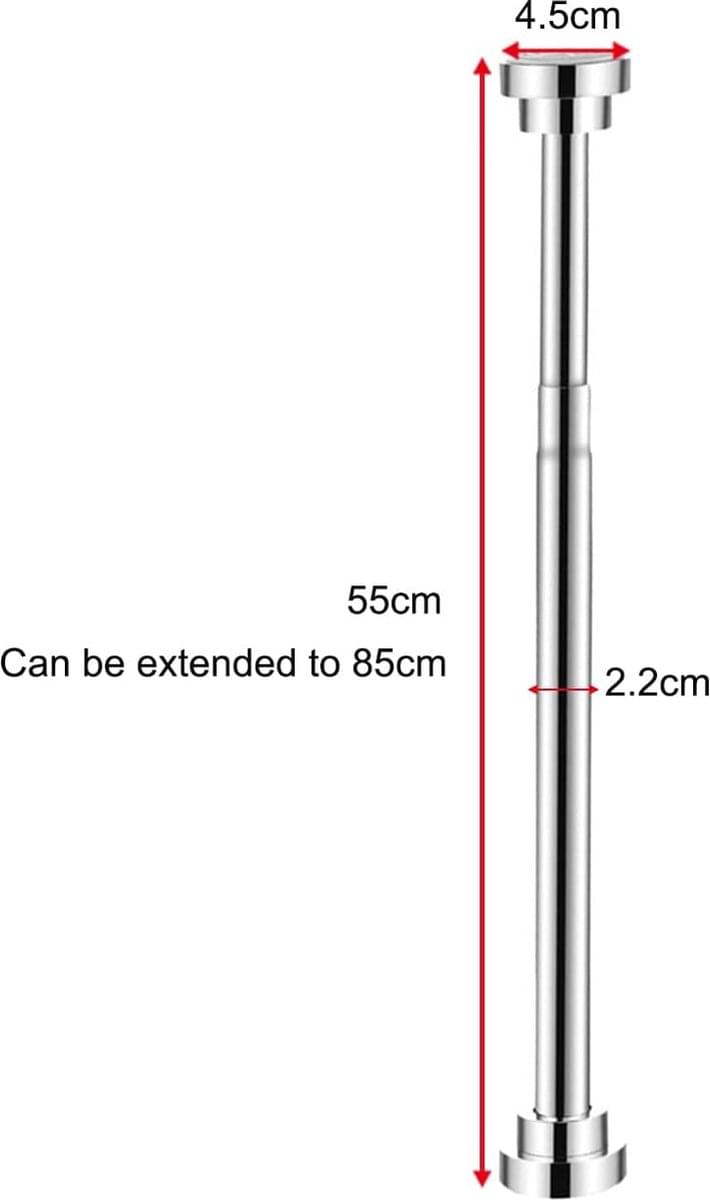 Extendable clothes rail pole, 55 cm base length extendable to 85 cm