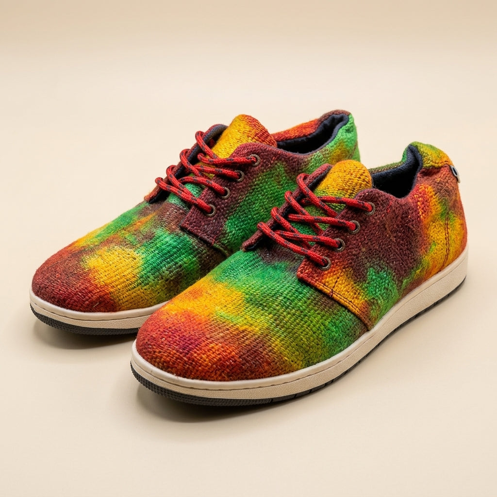 Rasta Tie Dye Hemp Sneakers – Organic Lace-Up Hemp Shoes