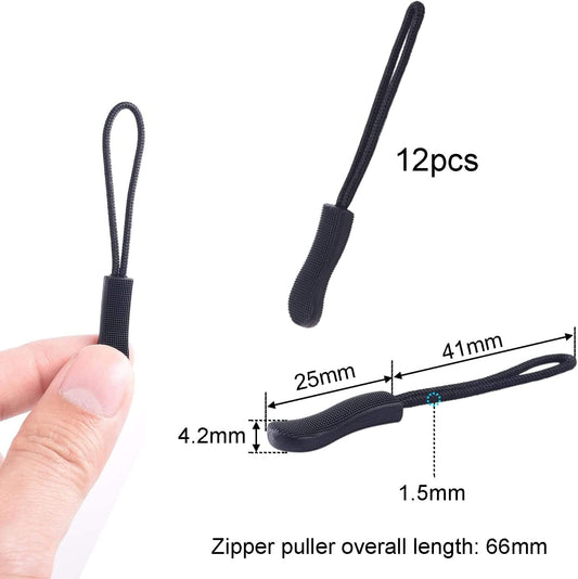 Navy zipper pull extender tab set, 12pcs shown with hand grip