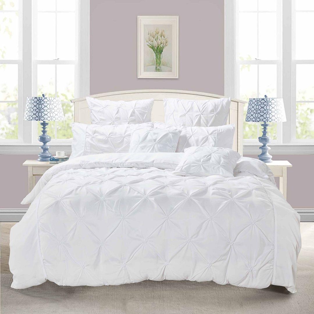 White king duvet cover set with diamond pintuck duvet cover and multiple matching shams