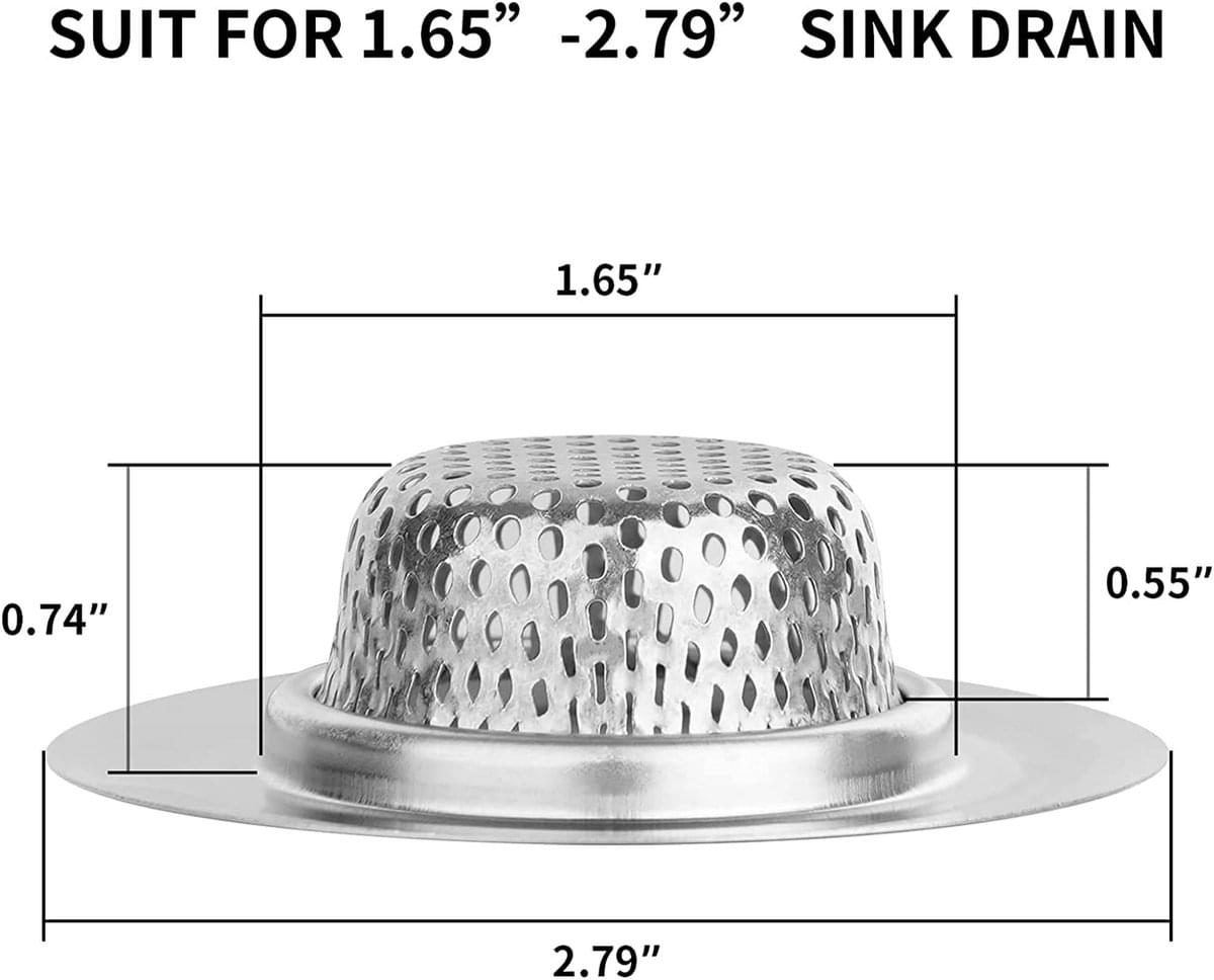 Drain cover size diagram for 2.79-inch sink drain, showing height and width