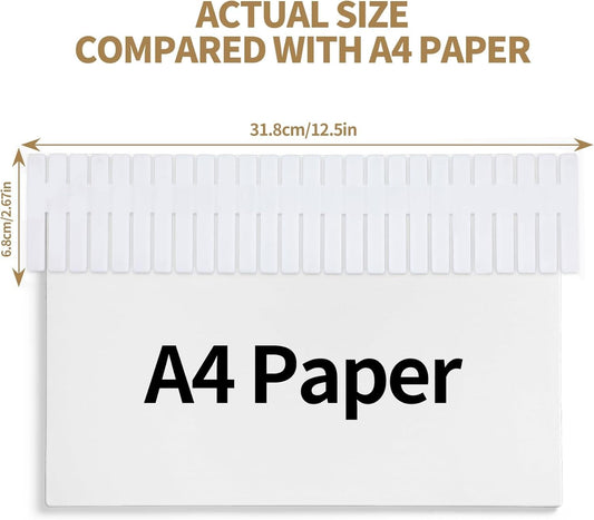 White adjustable drawer divider strip with evenly spaced notches