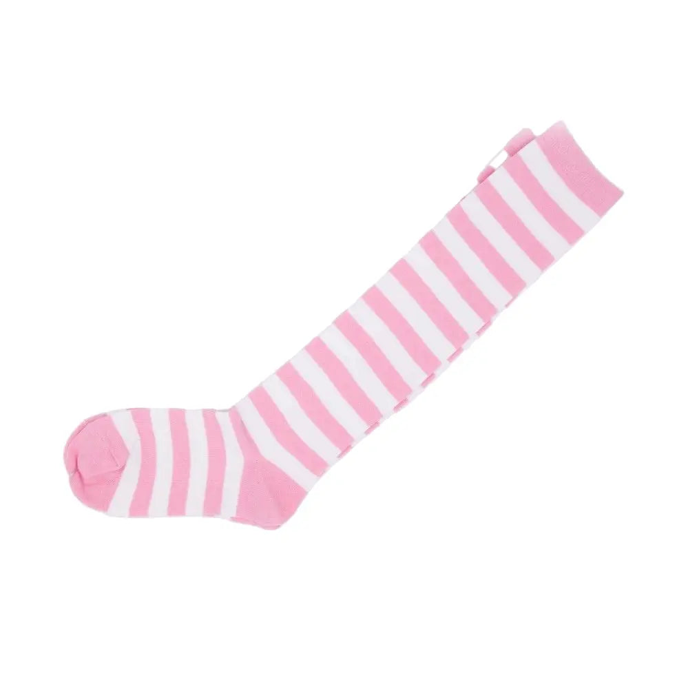 Knee High Socks Striped Ladies Long Womens Pink White Stripe AU Stock