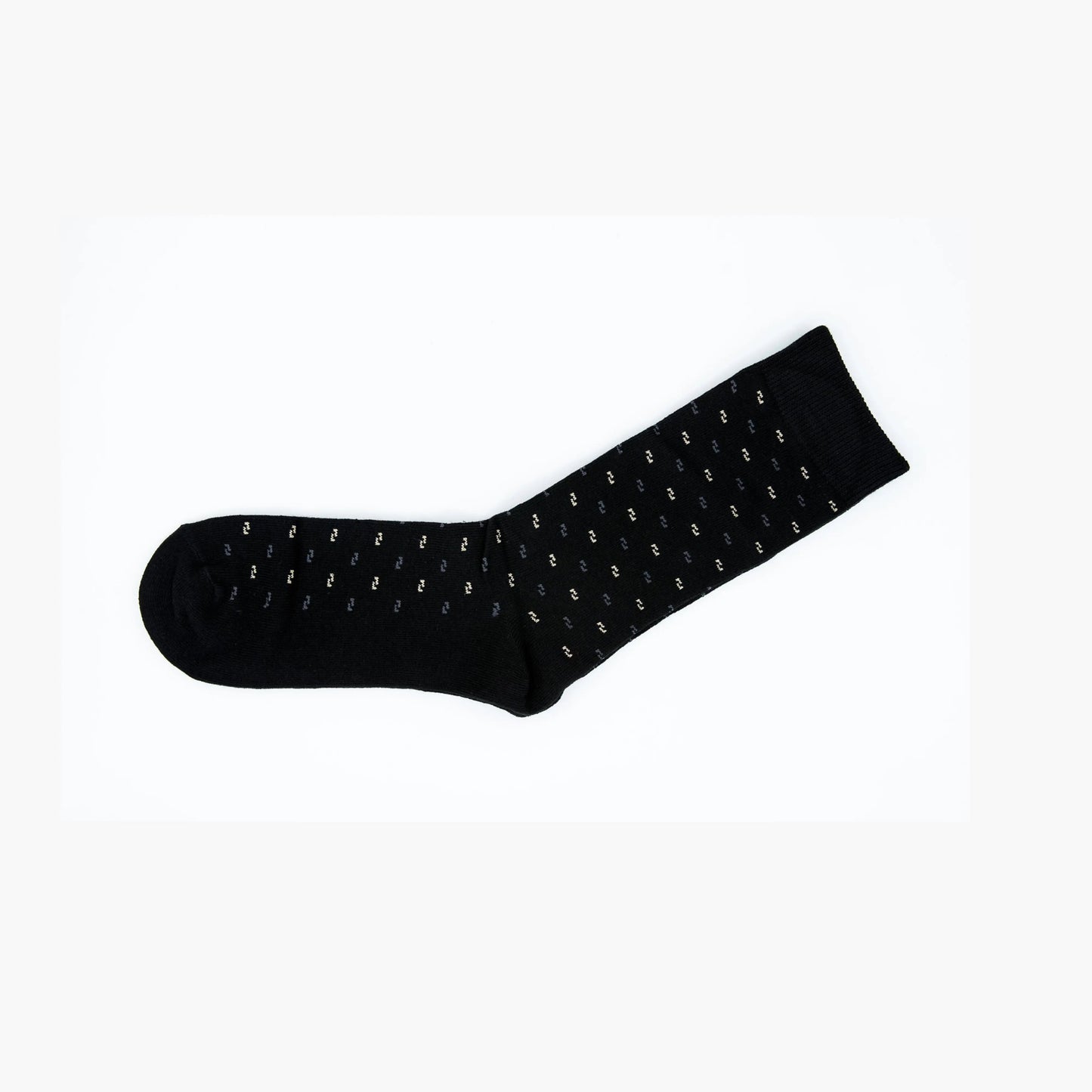 Men Black Pattern Premium Cotton Blend Mens Crew Socks 6-11 Comfort