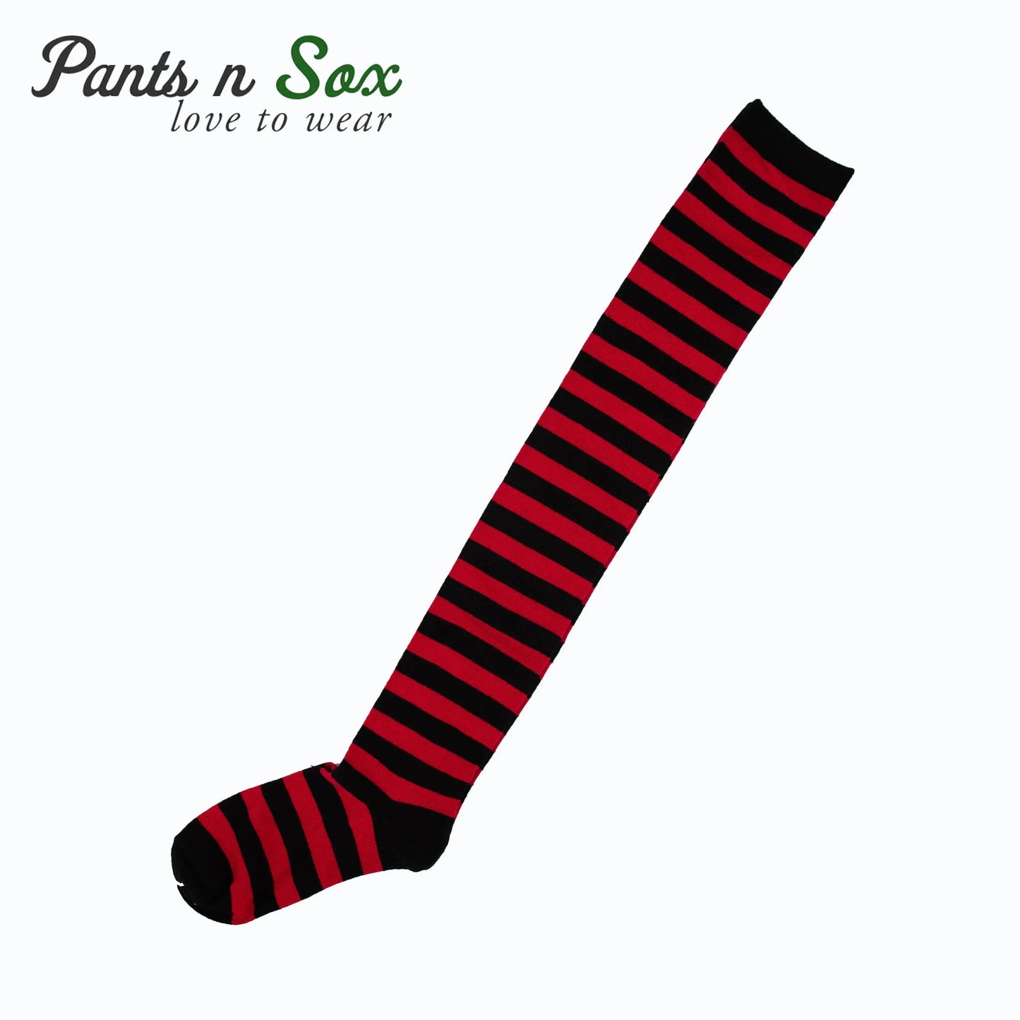New Womens Ladies Black Red Striped Thigh High Socks Size 2-8