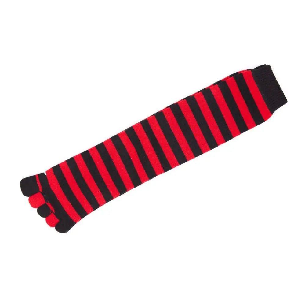 Five Fingers Ladies Knee High Toe Socks Black Red Womens AU Stock