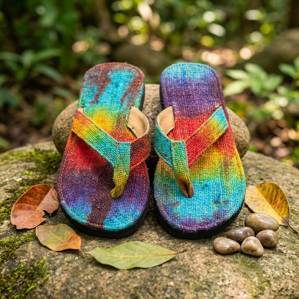 Hemp Flip Flops – Rainbow Tie Dye Vegan Hemp Sandals Australia