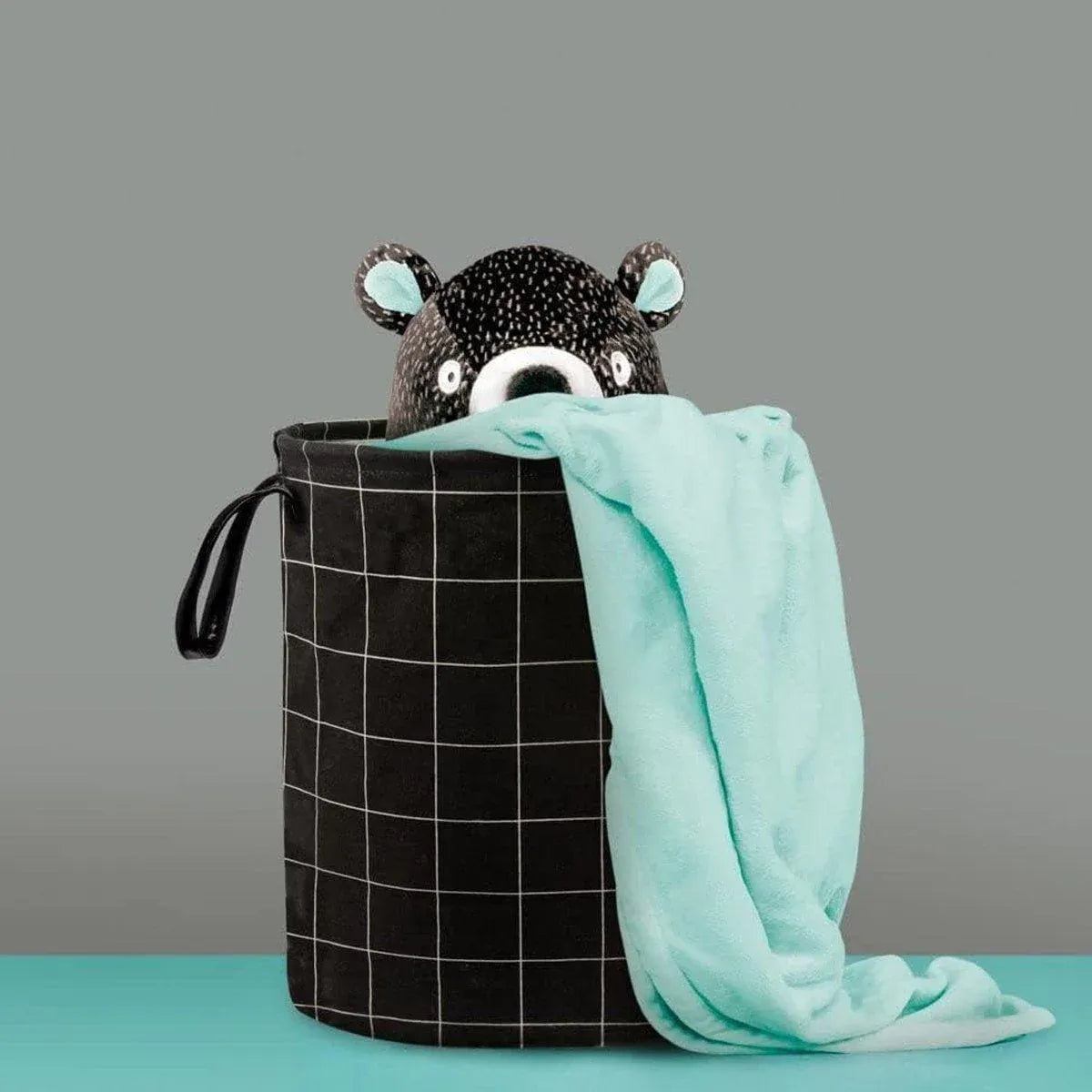 Foldable Laundry Basket Dirty Clothes Hamper Toy Storage Organizer Storage Bin - Black And White Chess
