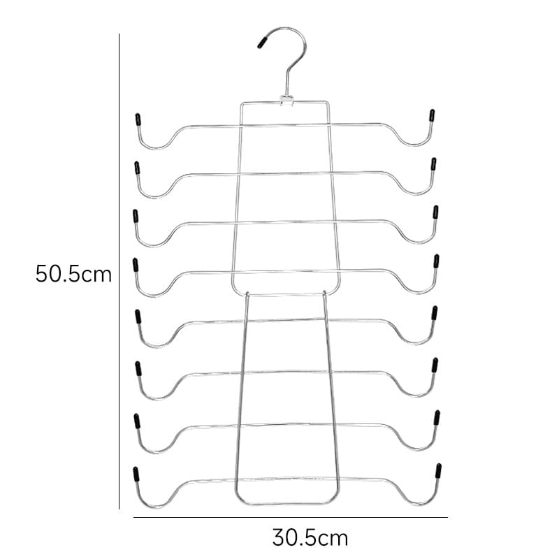 Foldable 8-tier vertical bra organizer hanger with measured stainless-steel frame