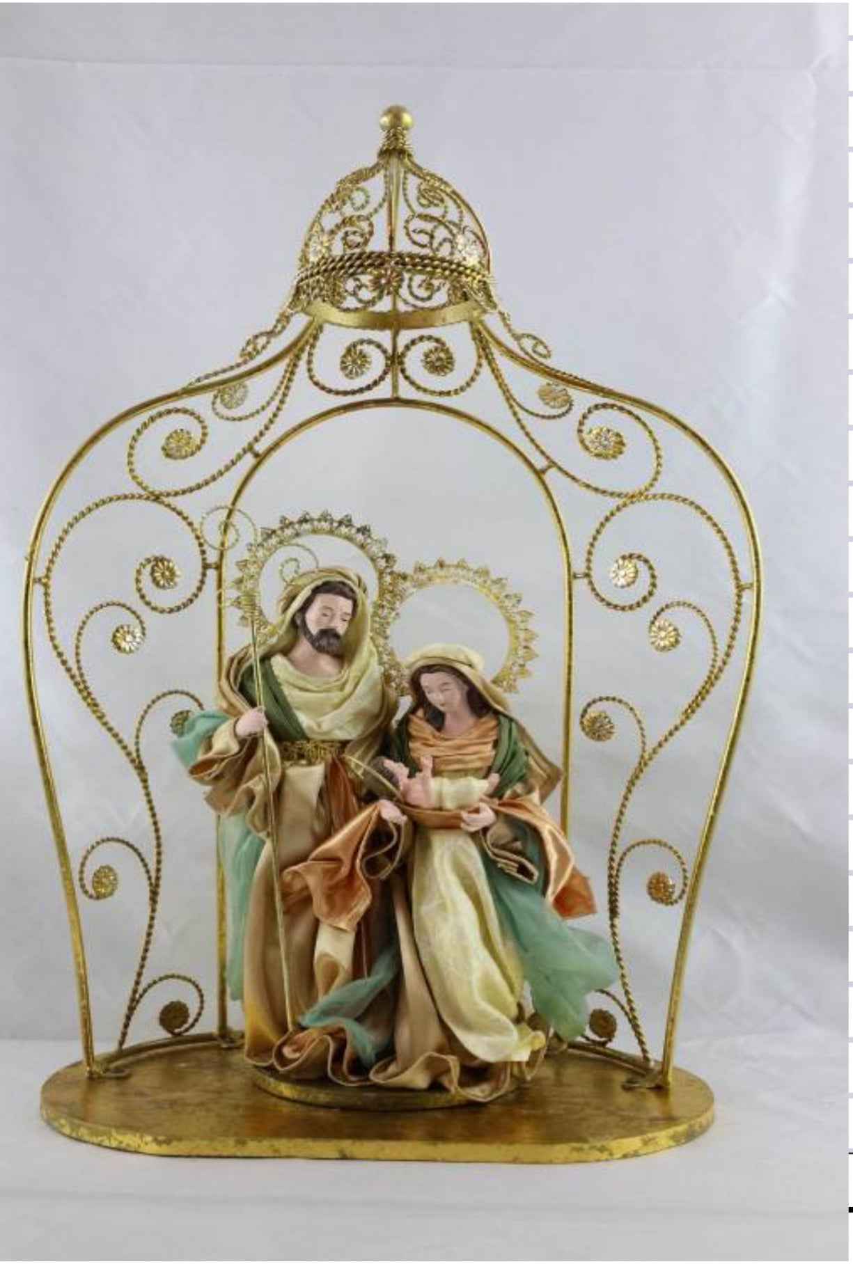 24.5" (63cm) Christmas Holy Family in Gazebo – Large 14" (36cm) Religious Nativity Statue, Handmade Christian Christmas Decoration & Holiday Centrepiece