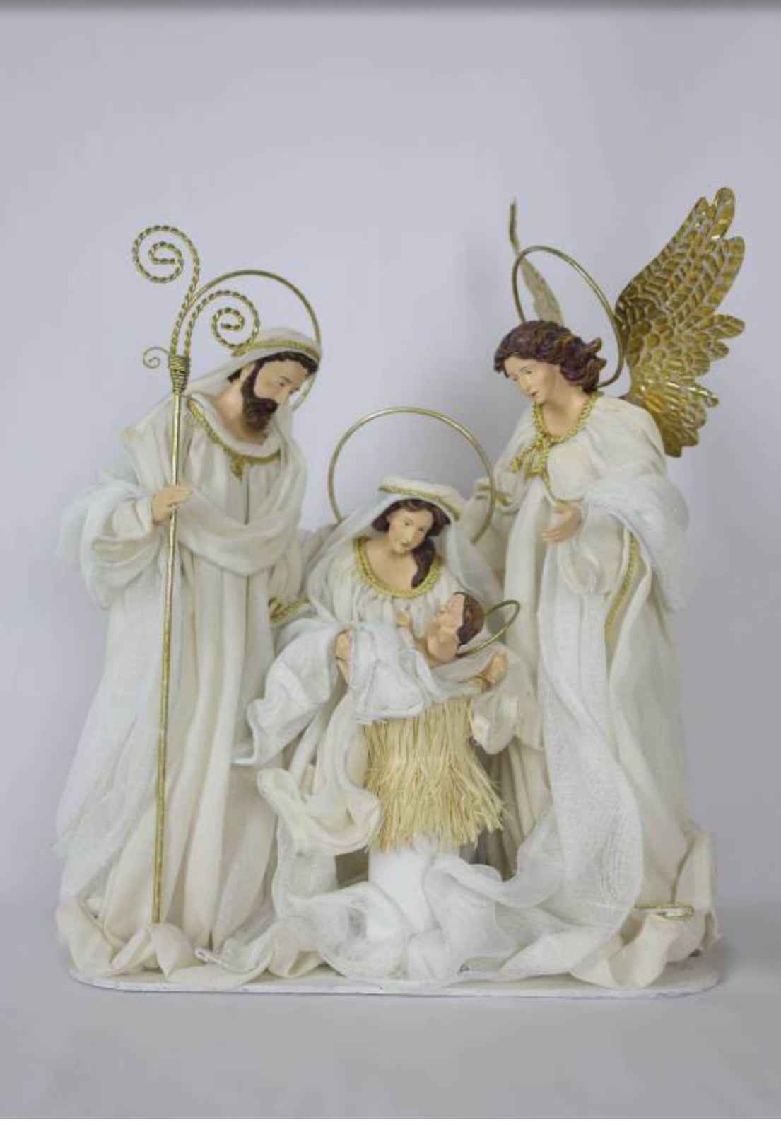 PRE ORDER 18" / 46cm Handmade Holy Family with Angel Nativity Figurines – Premium Artisan Religious Christmas Decoration