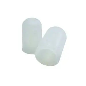 Two gel toe caps, light translucent white, rounded protective sleeves