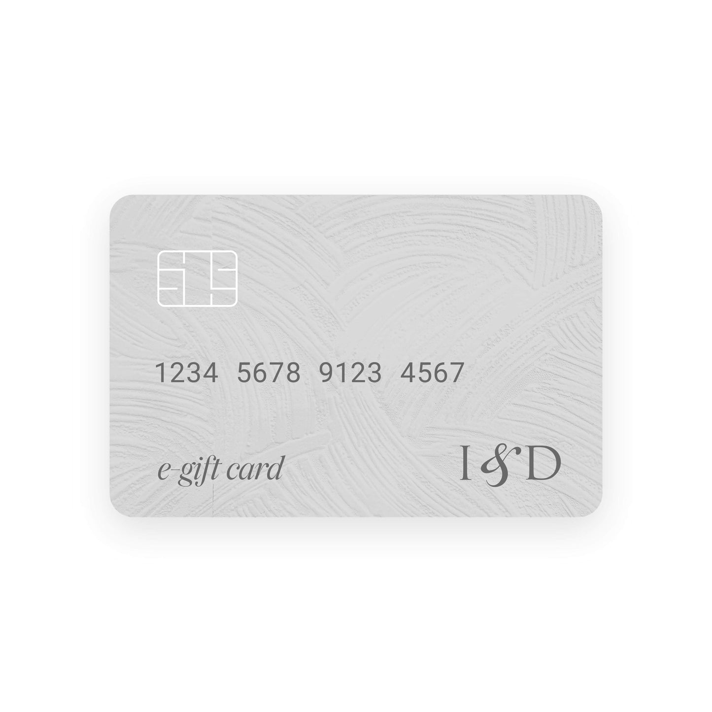 Ivory & Deene e-gift card, light gray textured design