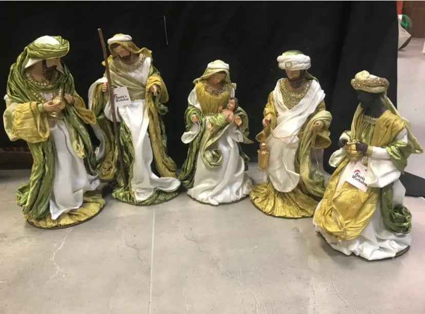 Religious Handmade Christmas Nativity Set with Manger (35–50cm) & Angel – Holy Family with Angel Religious Scene, Christian Christmas Home Decor & Holiday Gift ✨