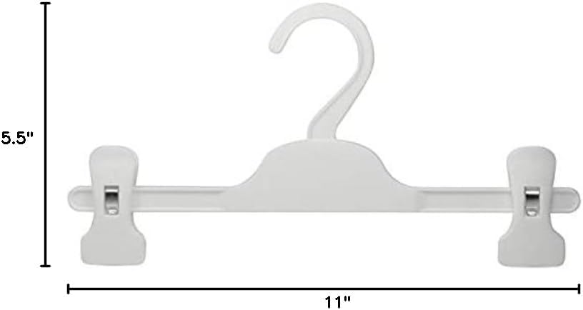 HANGERWORLD Kids Pants Hanger with Adjustable Clips (10 Pack, White) - 11inch Perfectly Sized for Baby, Kids, Child and Teens Pants, Skirts, Slacks and Jeans