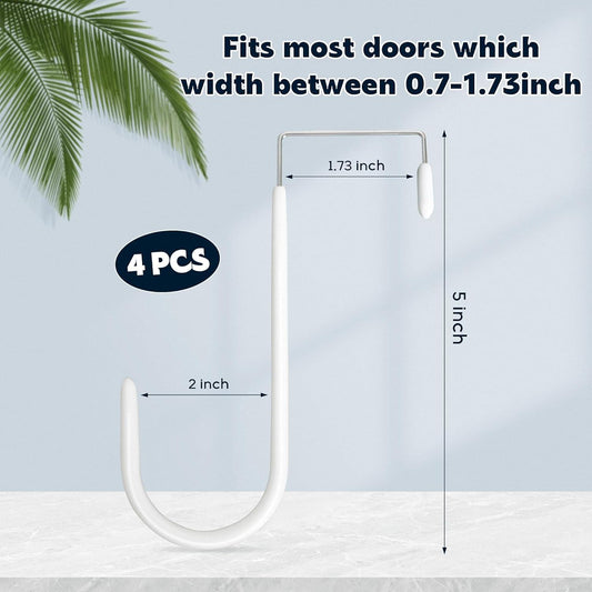 White over-door hook set with four U-shaped arms sized for narrow doors