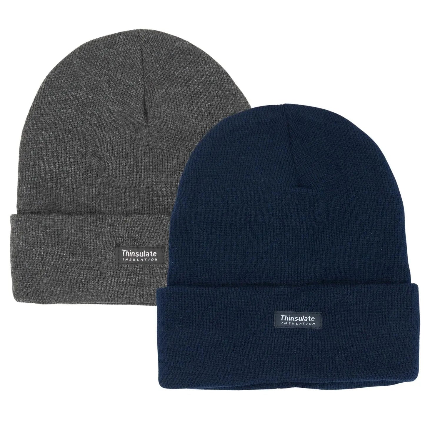 2 Pairs Mens Winter Beanie Insulation Thermal Winter Knitted Thinsulate Ski Hat
