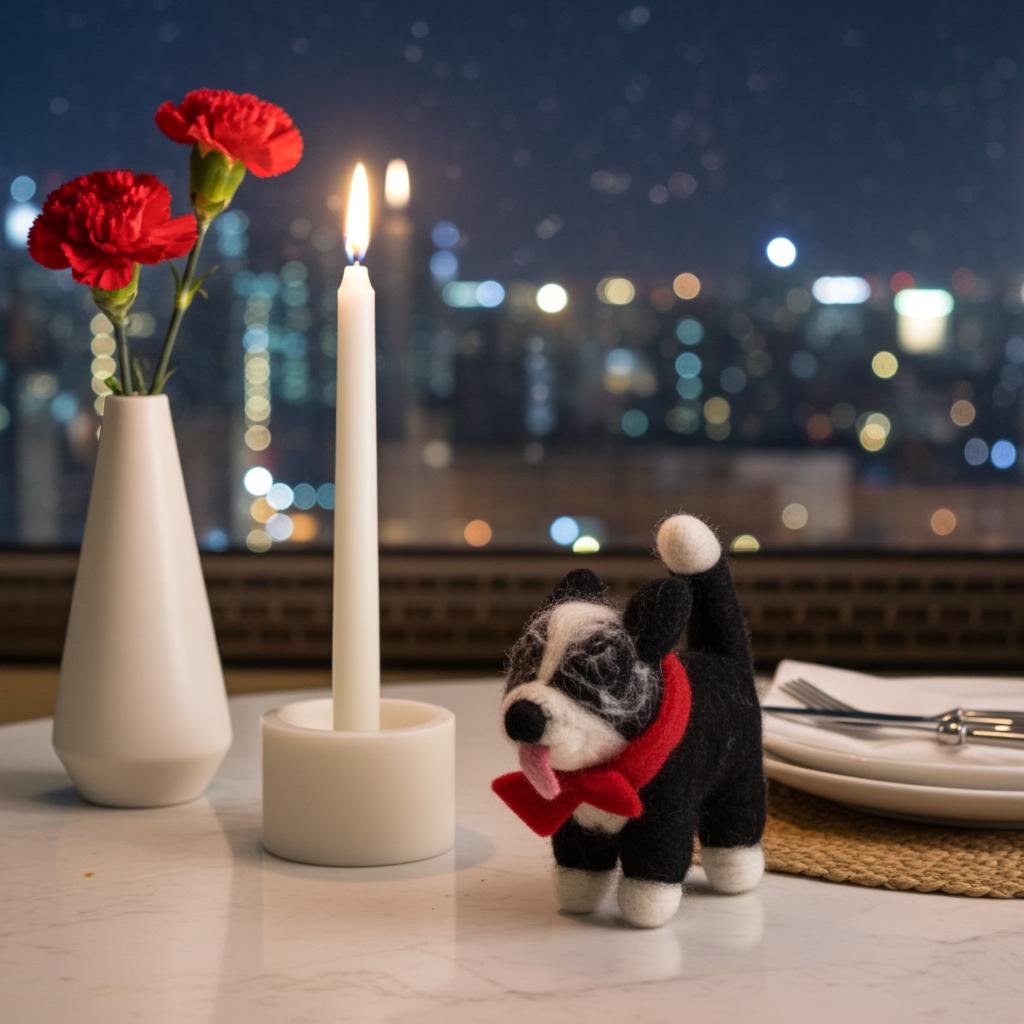 Handmade Wool Felt Border Collie Dog Ornament