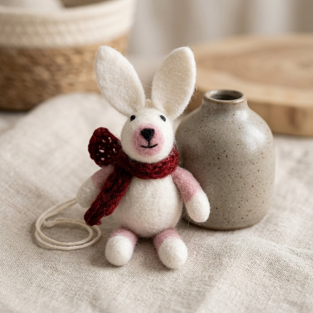 Handmade Wool Felt Bunny Ornament