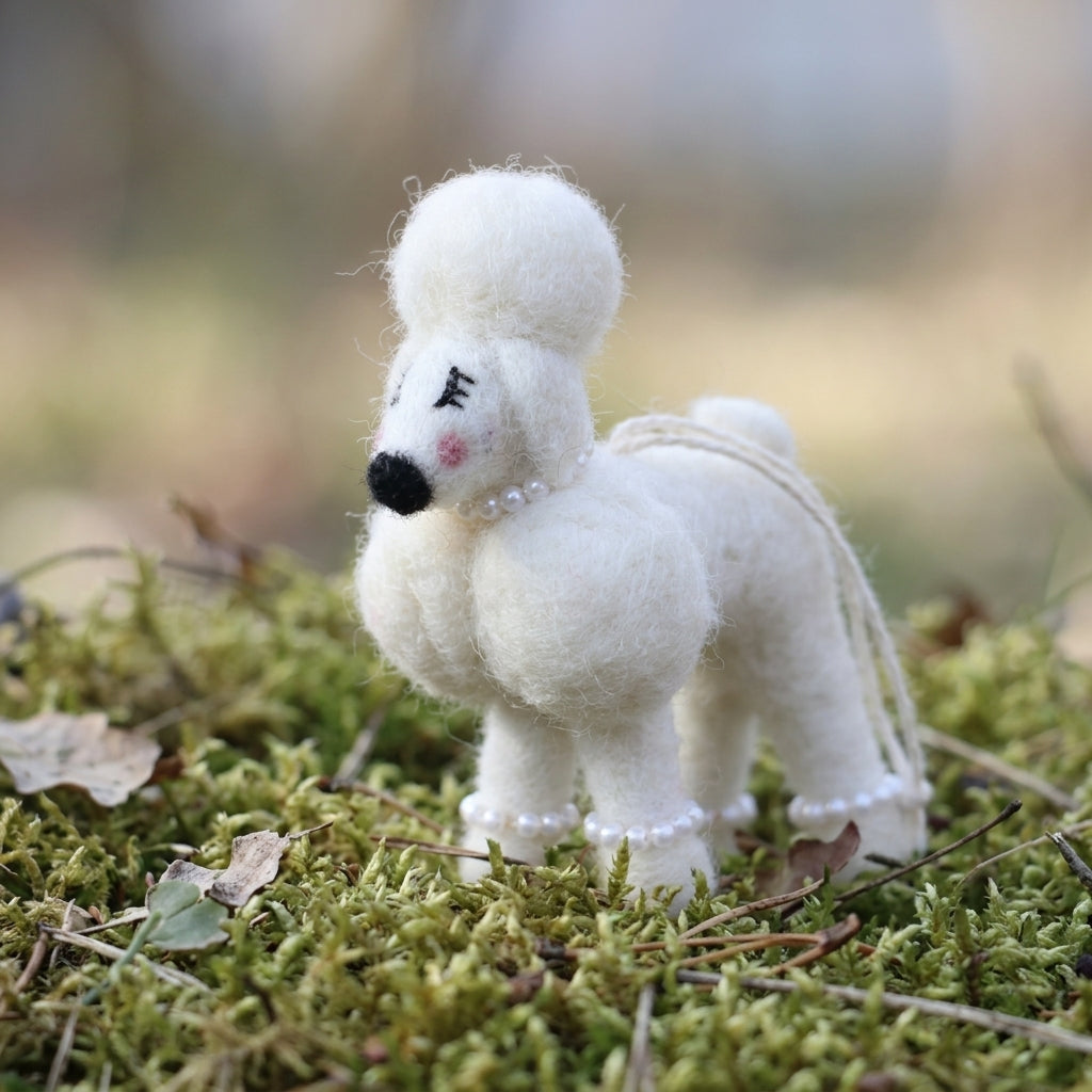 Handmade Wool Felt Poodle Dog Ornament