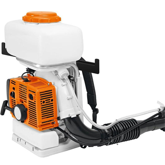 Black wall-mounted hanger bracket holding a gas sprayer unit on its arms