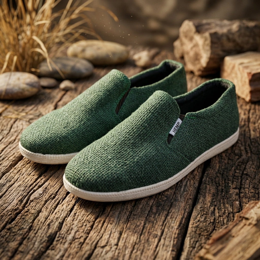 Green Hemp Slip-On Shoes – Organic Vegan Hemp Shoes