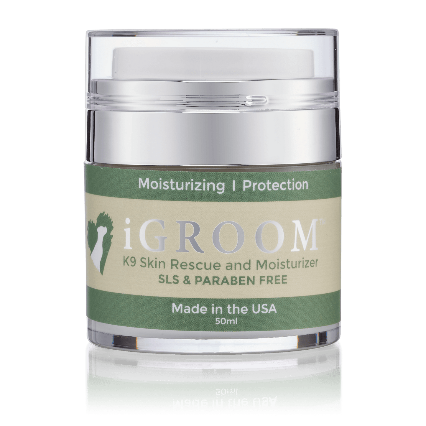iGroom K9 skin rescue moisturizer jar, 50 ml, green label