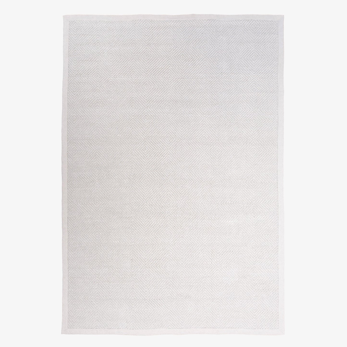 Natural-toned handwoven area rug with fine geometric texture, square with border