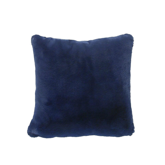 Navy plush fur cushion cover, square pillow front