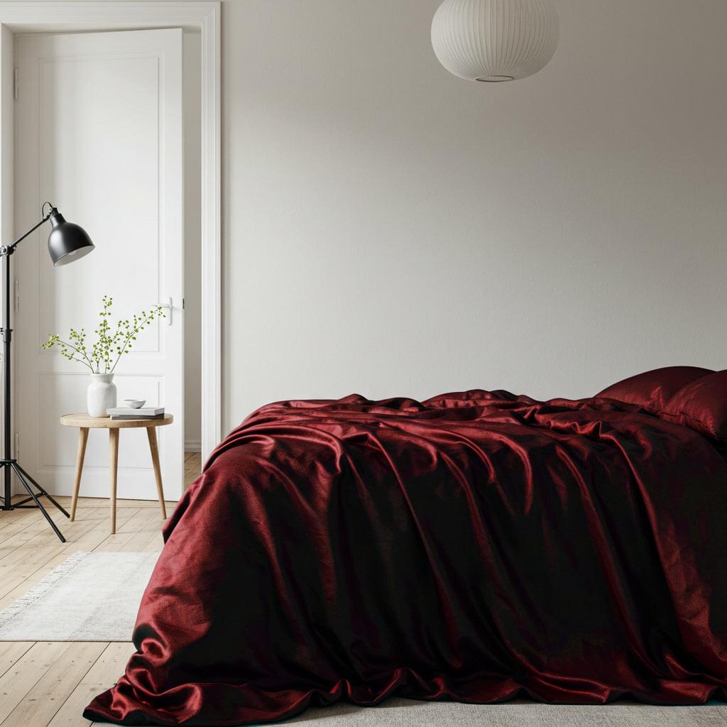 Satin Sheet Set - Wine Red