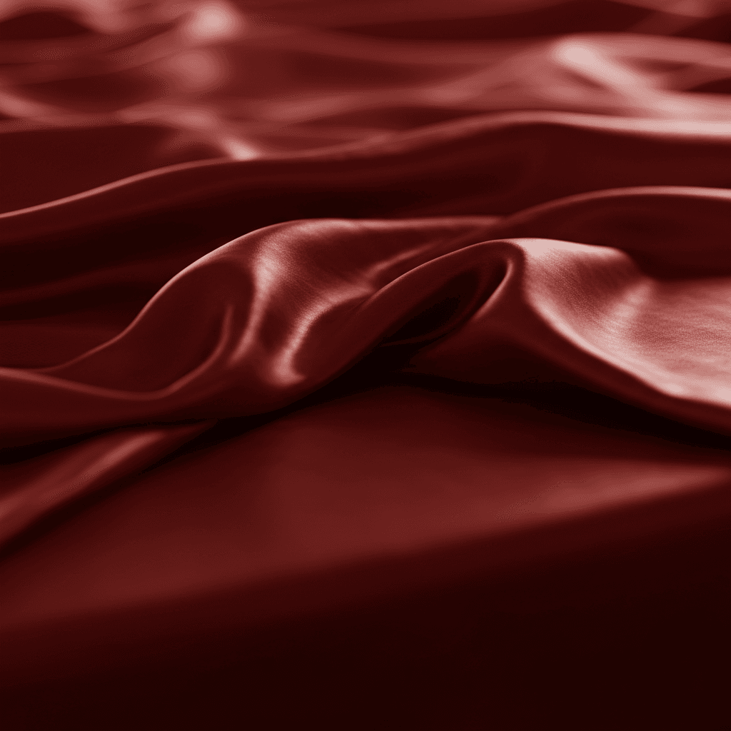 Wine red satin quilt cover fabric with smooth sheen and soft folds