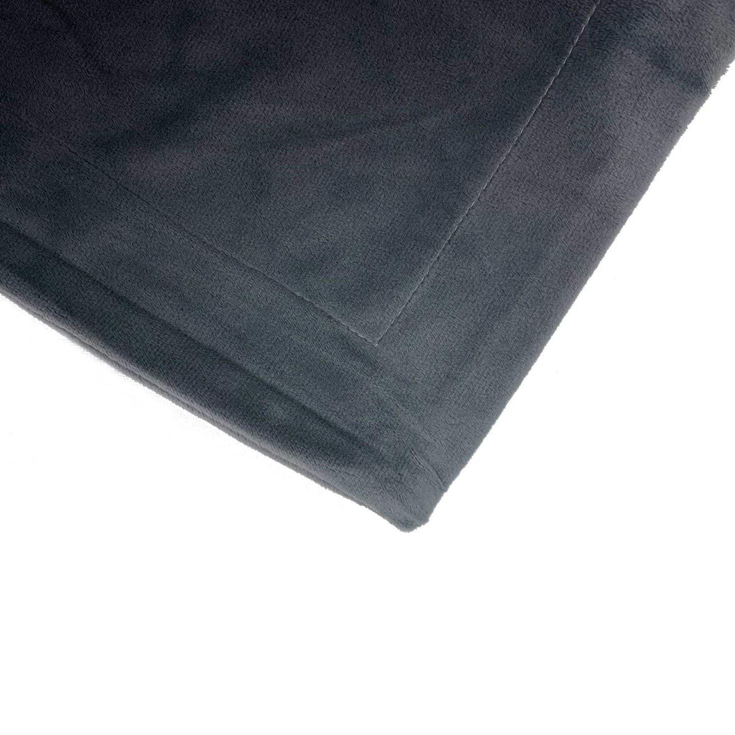 Charcoal fur velvet European pillowcase corner, smooth fabric with stitched seam