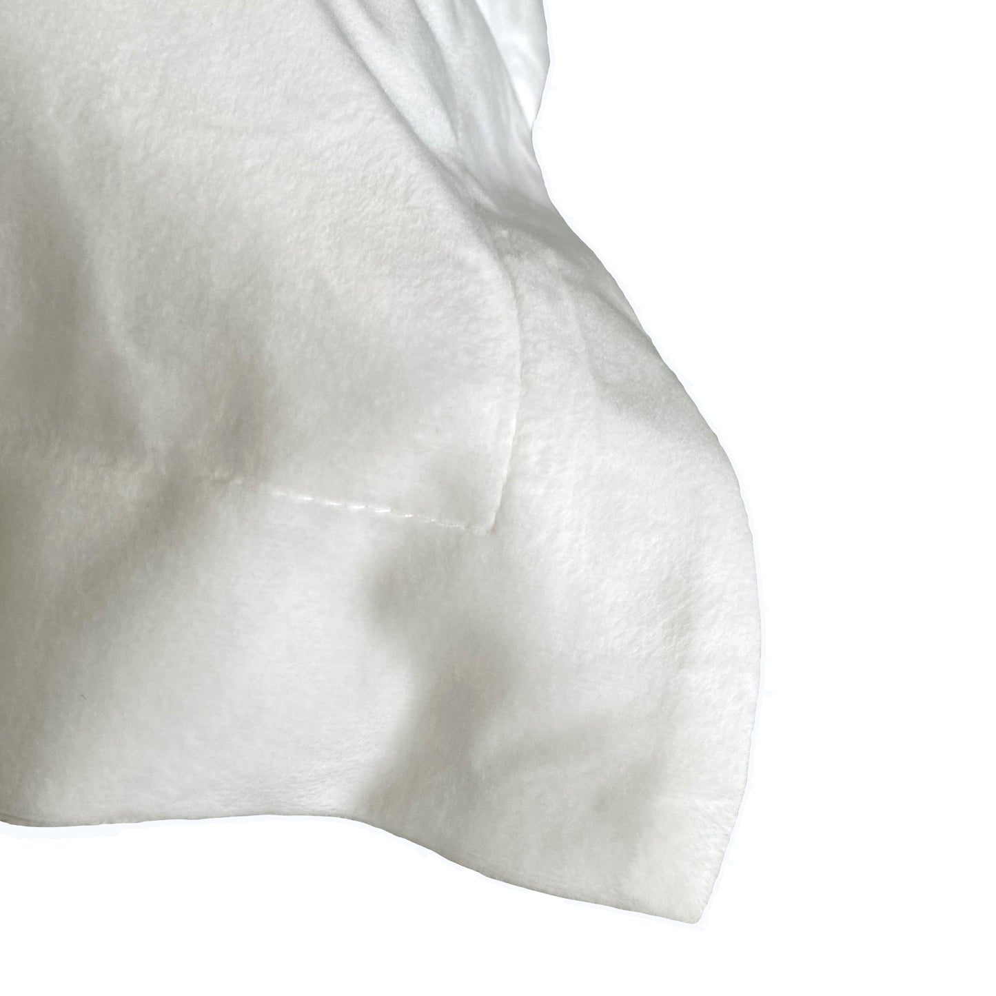 Ivory fur velvet quilt cover close-up, soft plush texture with slight sheen.