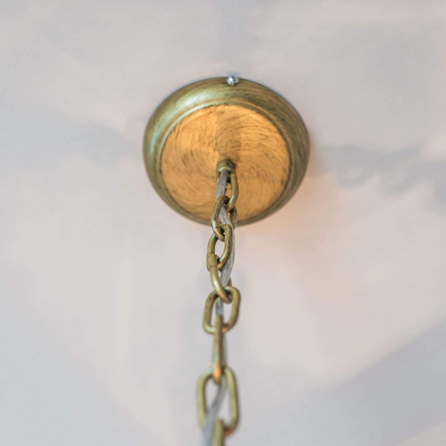 Gold ceiling mounting plate and hanging chain for the box frame lantern pendant light