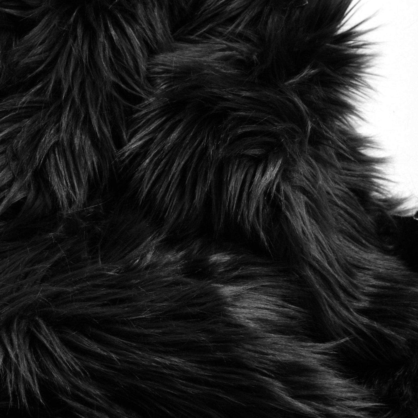 Close-up of black faux-fur pile texture