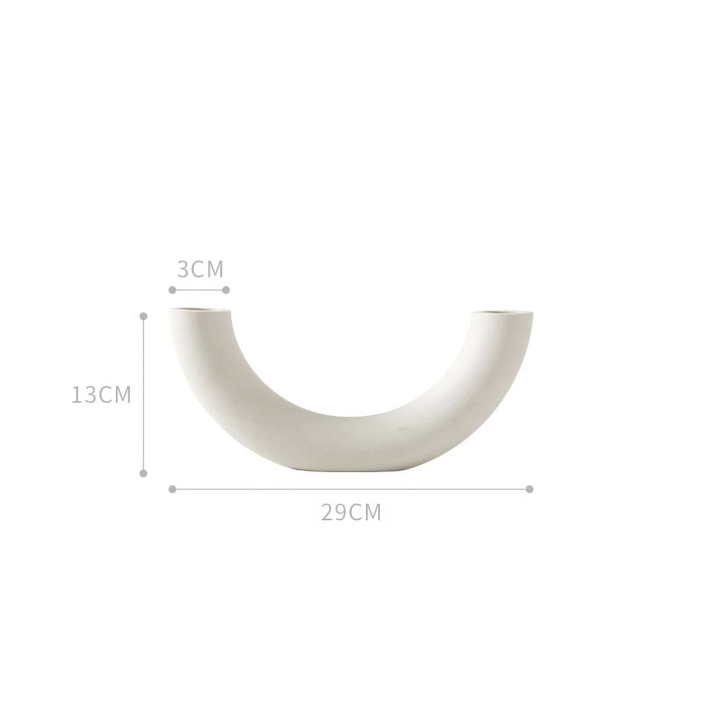 Ceramic lotus vase, white U-shape with size 29cm width, 13cm height