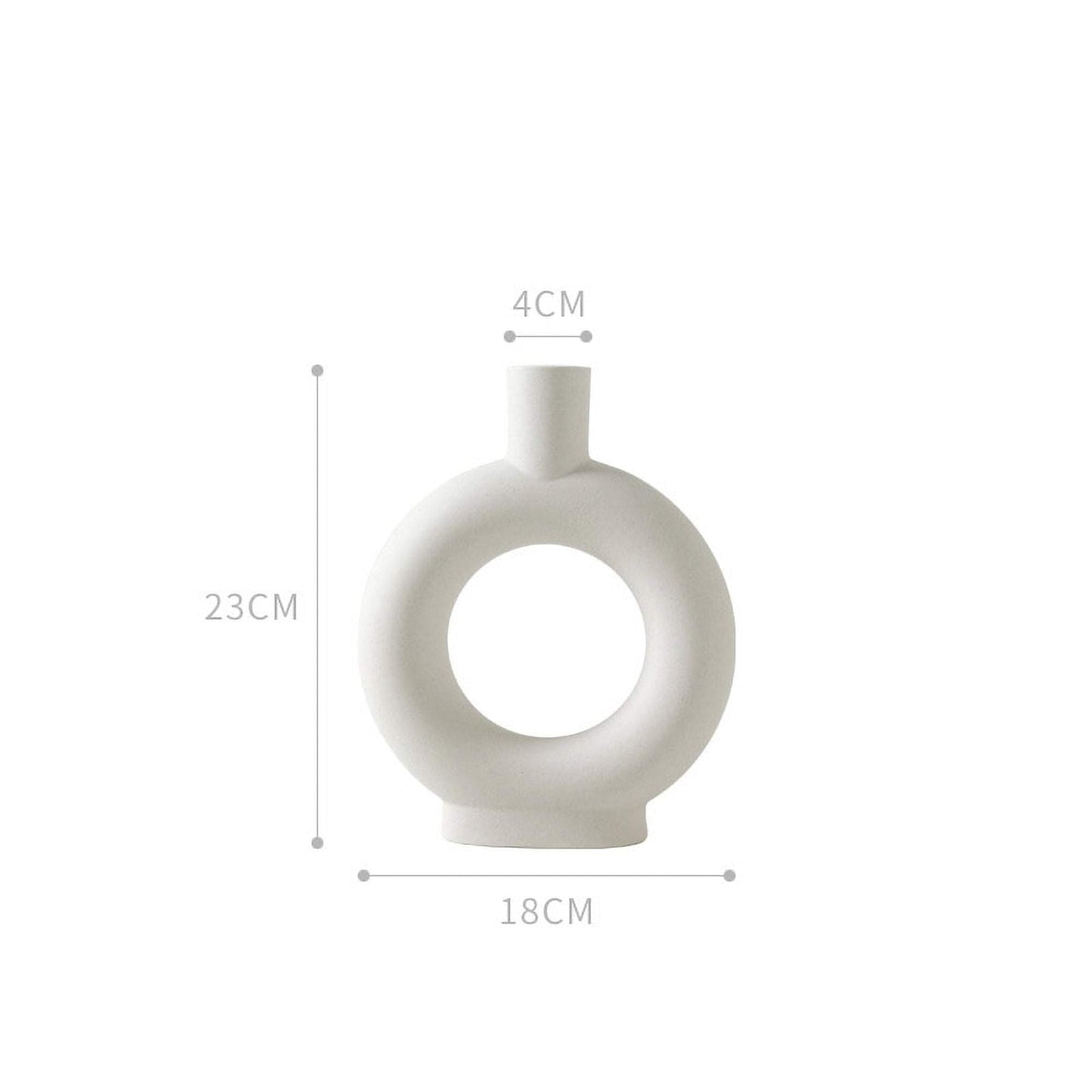 Beige ceramic vase dimensions: 23cm tall, 18cm wide, 4cm top opening