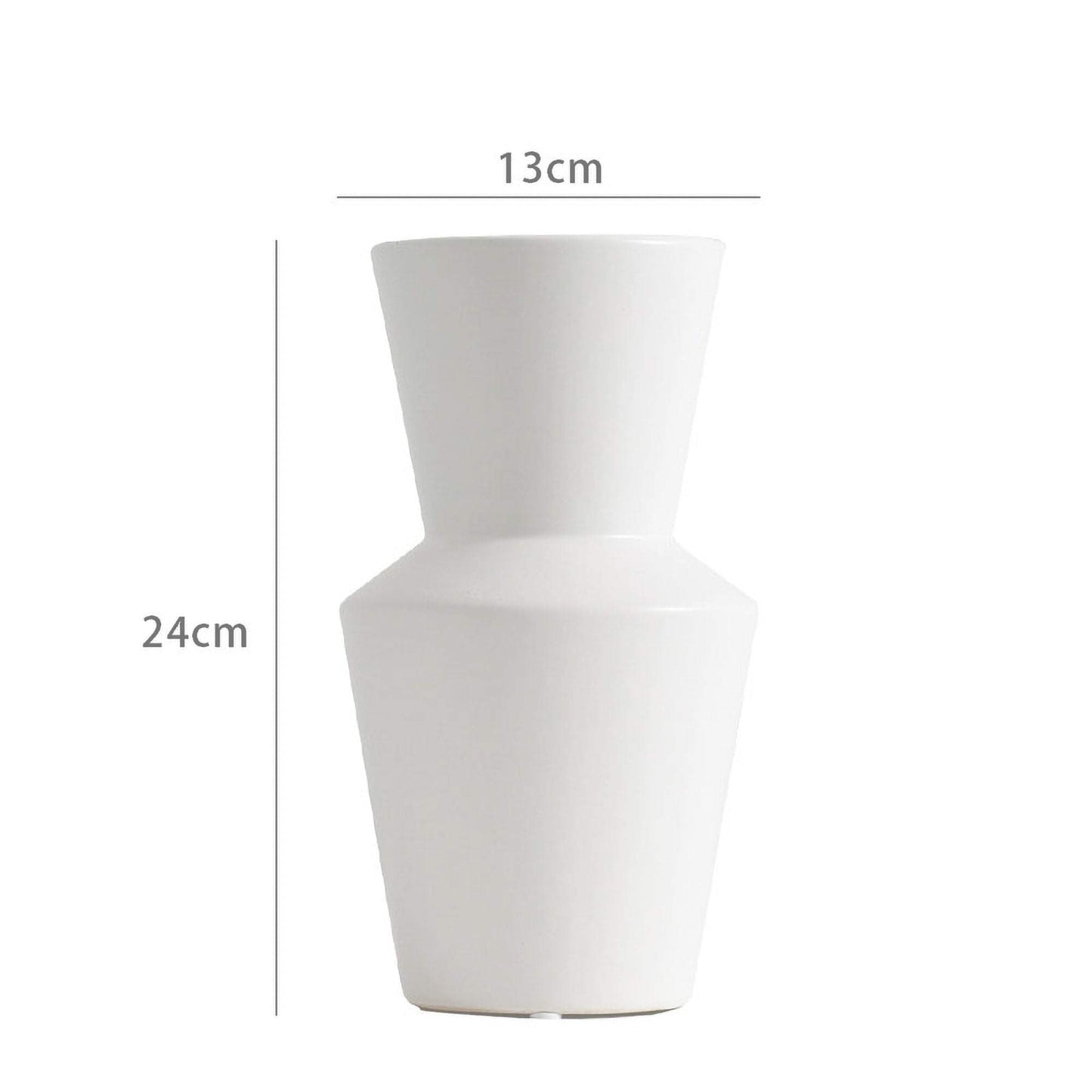 White ceramic two-tier vase, 13cm wide and 24cm tall.