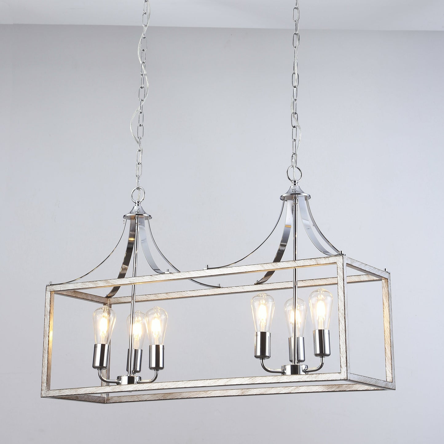 Langham Hampton Style Dining Room Pendant Light - Brushed Chrome