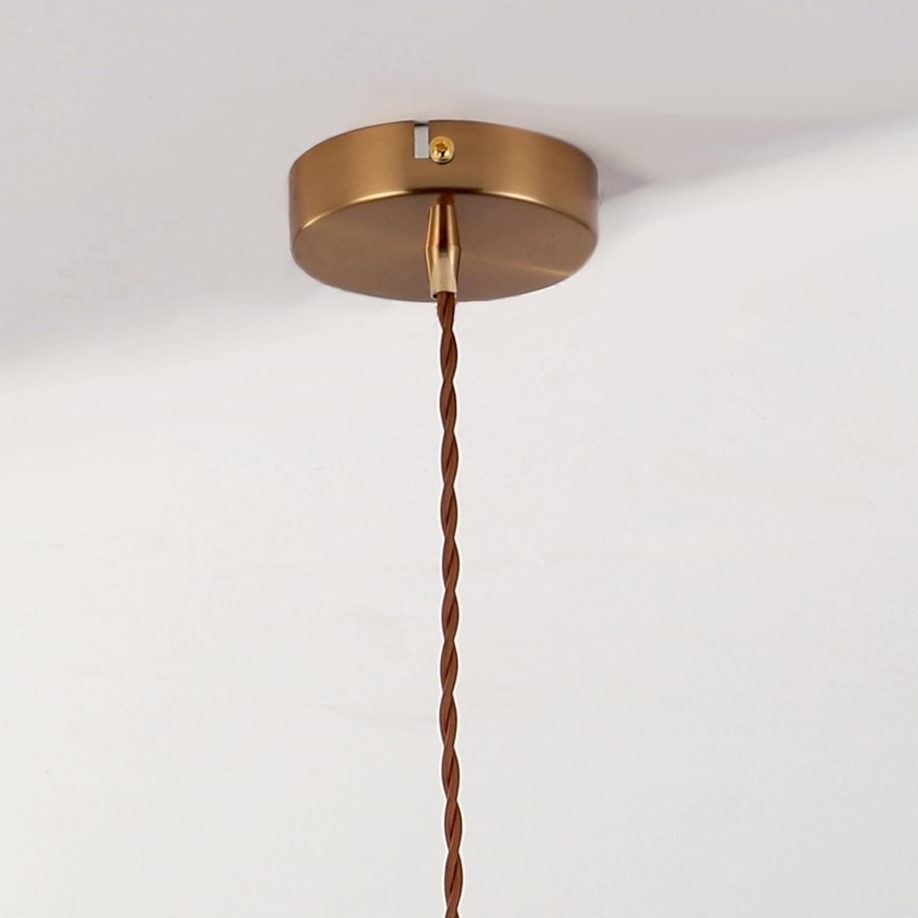Brass ceiling canopy with twisted cord for glass pendant light