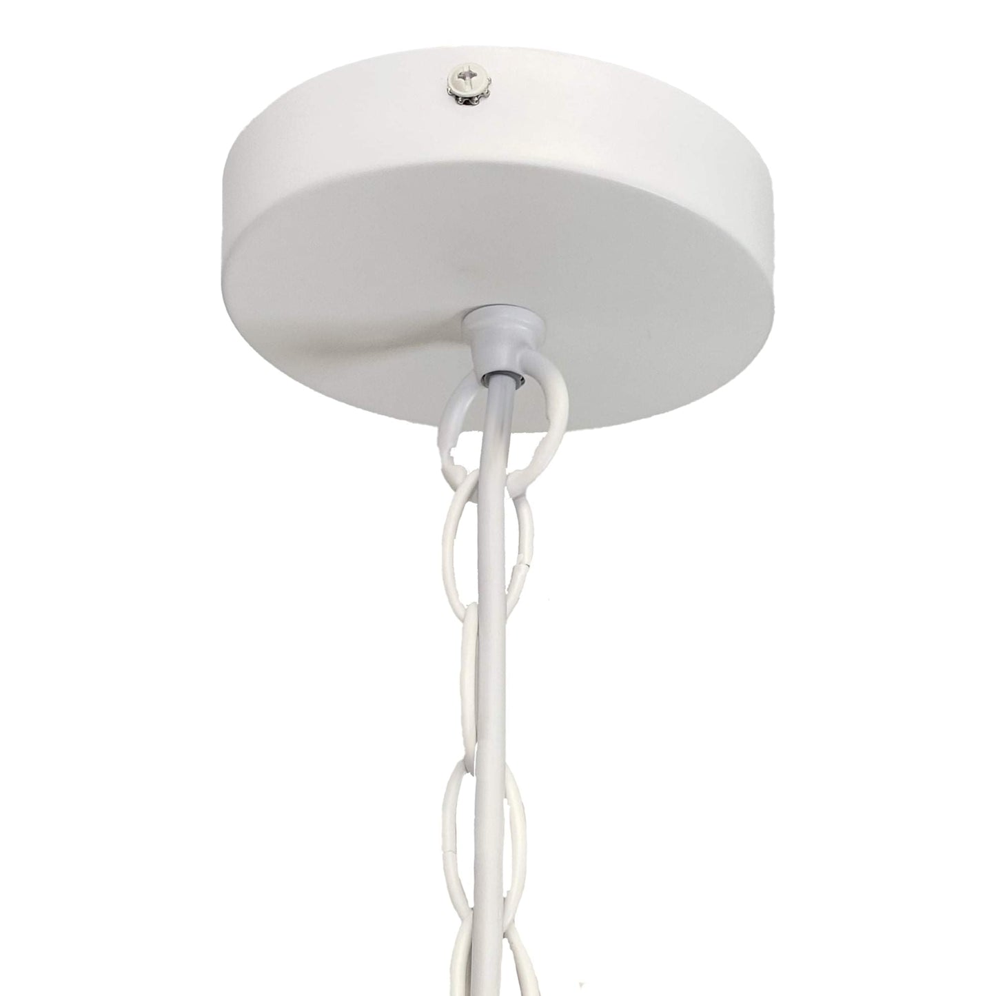 White ceiling canopy with hanging cord for rope pendant light