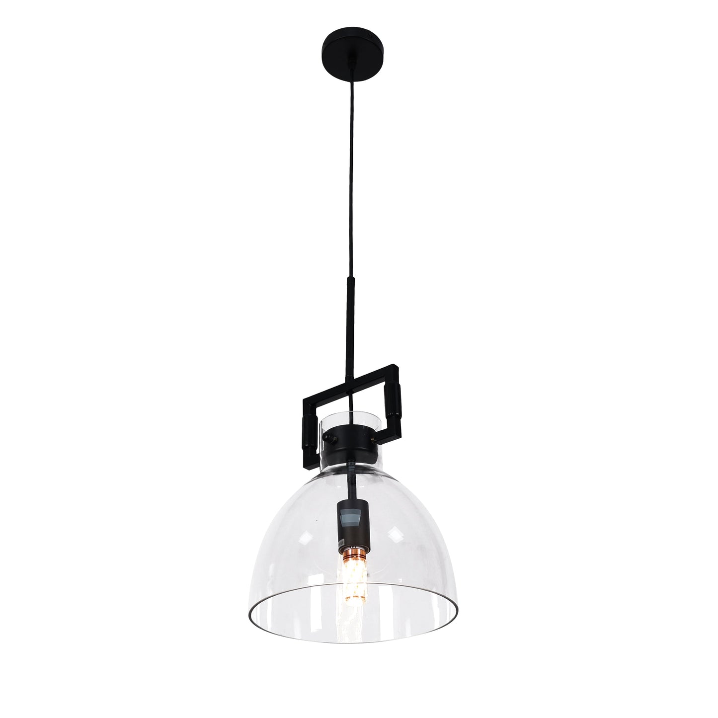 Cora Glass Pendant Light - Black Hardware