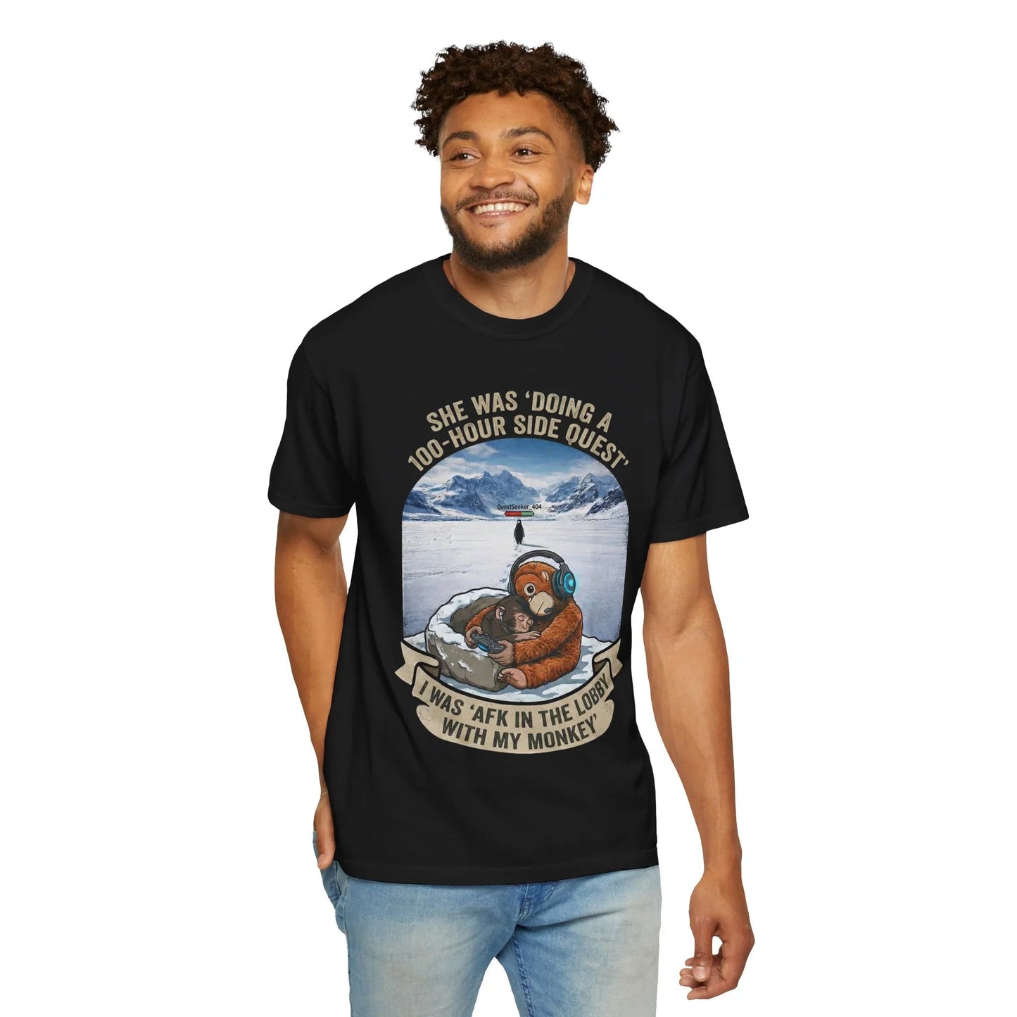 Lonely Penguin & Sad Japan Zoo Monkey Gamer T-Shirt Viral Meme Apparel
