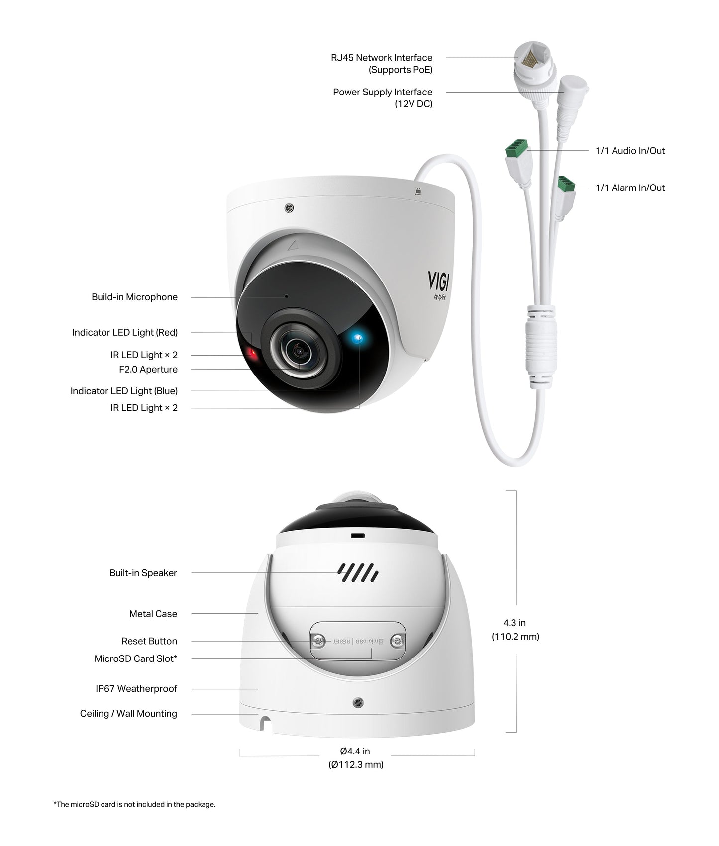 TP-Link VIGI S485PI 8MP IR Panoramic Turret Network Camera – 180° 4K Surveillance with AI Detection & Active Defense