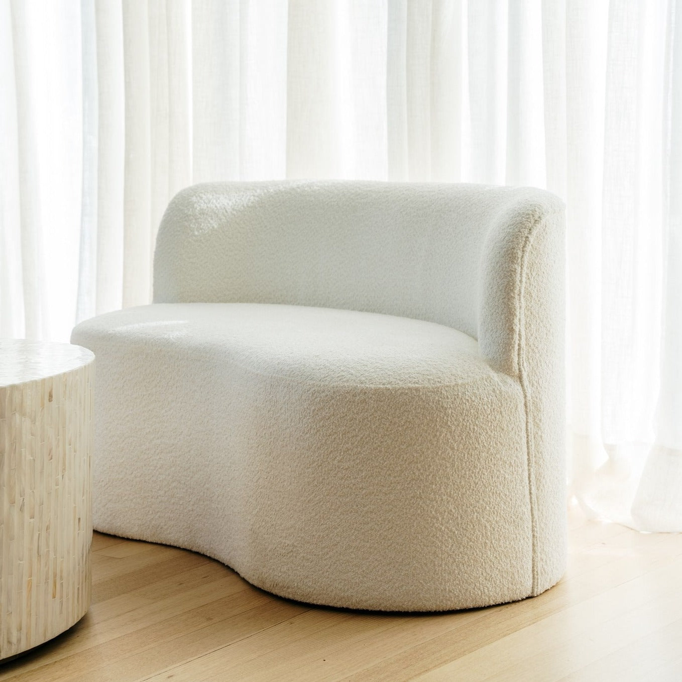 Mason Boucle Love Seat - White