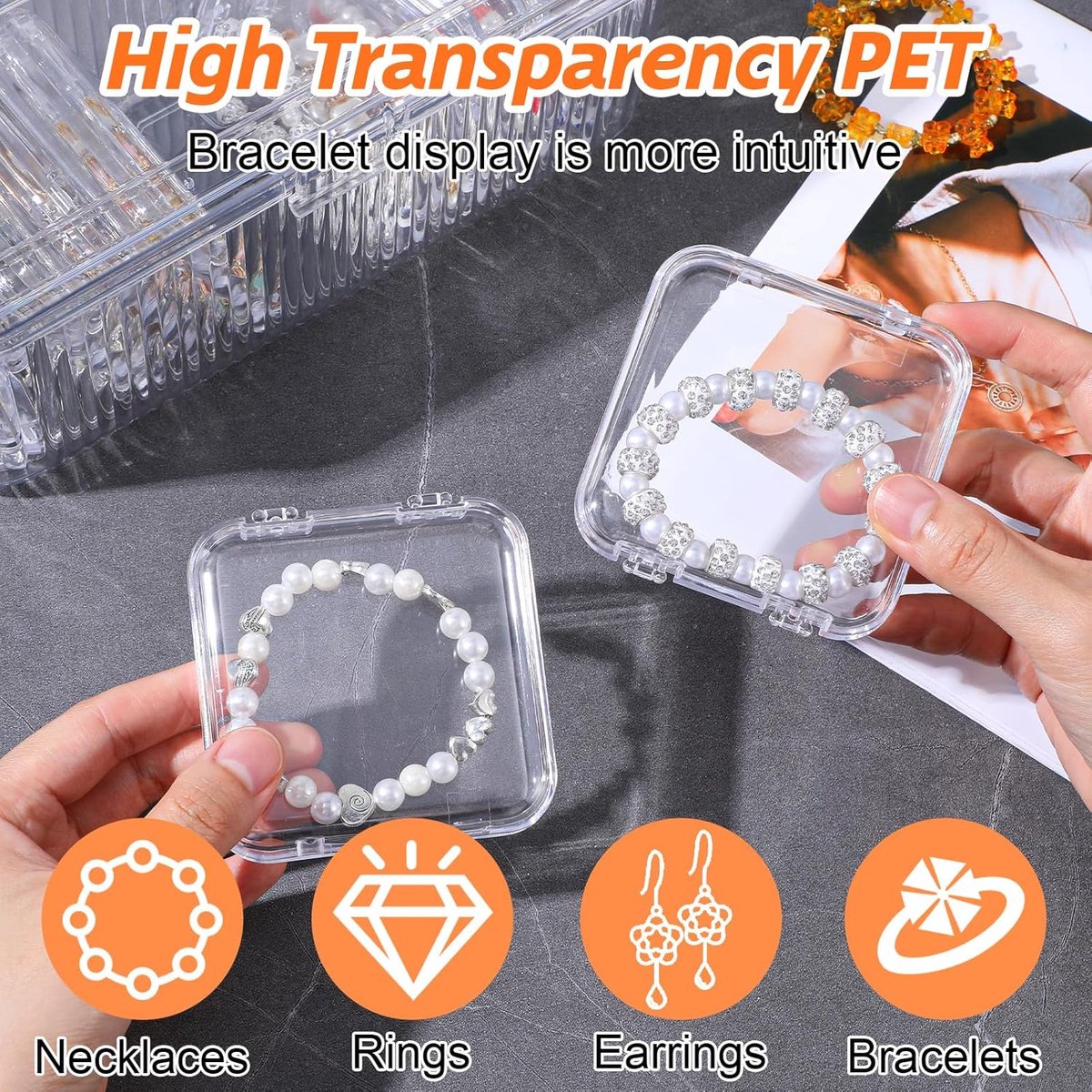 Jewelry Organizer - Travel Jewelry Organizer - 12 Compartments for Bracelets, Earrings, Rings, and Necklaces - Transparent Display Box - Portable, Travel-Friendly Storage