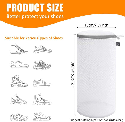 Honeycomb mesh shoe wash bag, sized to fit a pair of sneakers