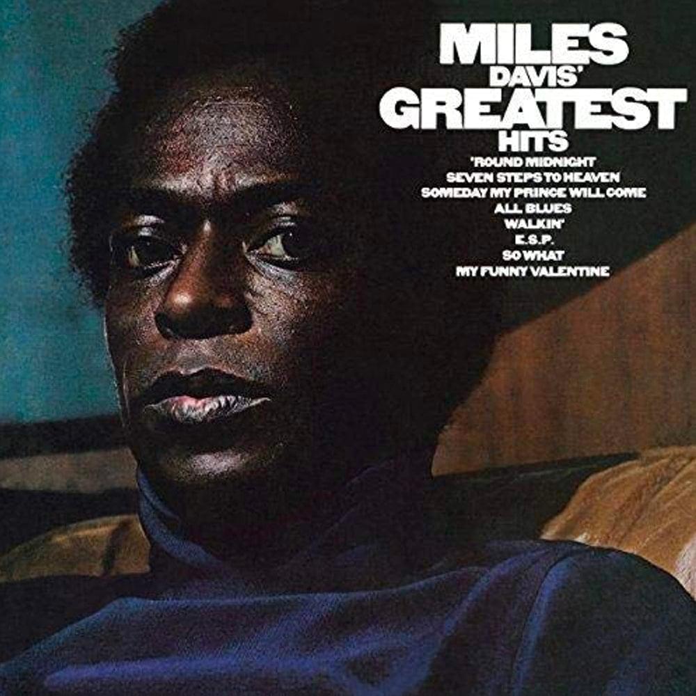Miles Davis Greatest Hits vinyl album cover with portrait and tracklist